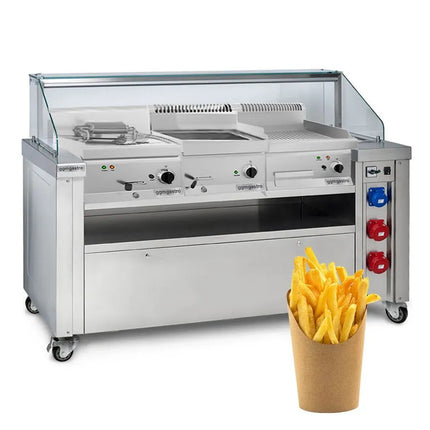 GGM Gastro Trạm Nấu Di Động - 1600x850mm - Cao 1170mm - Có Bếp Chiên & Bếp Chiên Phẳng