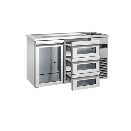 GGM Gastro Tủ Bia Trực Tiếp / Kegerator PREMIUM - 1550x700mm - 1 Cánh Kính & 3 Ngăn Kéo