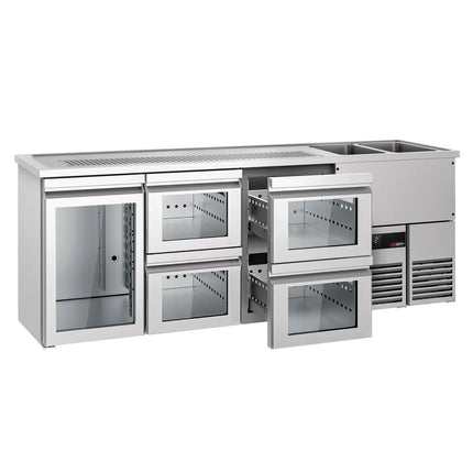 GGM Gastro Tủ Bia Trực Tiếp / Kegerator PREMIUM - 2500x700mm - 1 Cánh Kính & 4 Ngăn Kéo