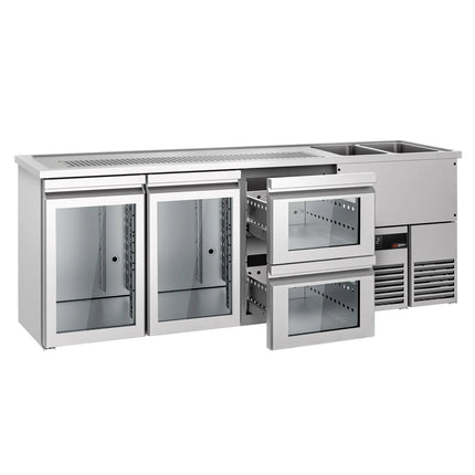 GGM Gastro Tủ Bia Trực Tiếp / Kegerator PREMIUM - 2500x700mm - 2 Cánh Kính & 2 Ngăn Kéo