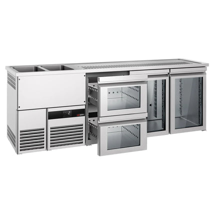 GGM Gastro Tủ Bia Trực Tiếp / Kegerator PREMIUM - 2500x700mm - 2 Cánh Kính & 2 Ngăn Kéo