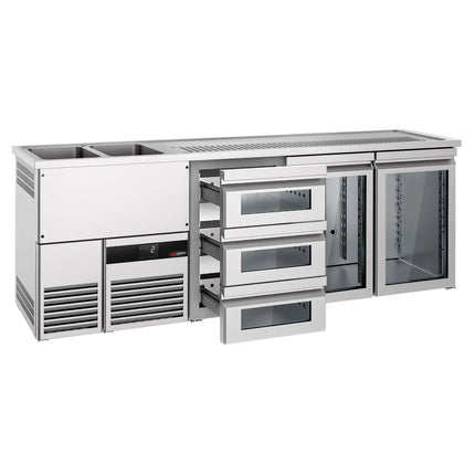 GGM Gastro Tủ Bia Trực Tiếp / Kegerator PREMIUM - 2500x700mm - 2 Cánh Kính & 3 Ngăn Kéo