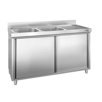 GGM Gastro Tủ Bồn Rửa Inox PREMIUM - 1400x700mm - 2 Chậu Bên Trái