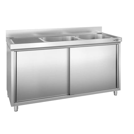 GGM Gastro Tủ Bồn Rửa Inox PREMIUM - 1800x600mm - 2 Chậu Bên Phải