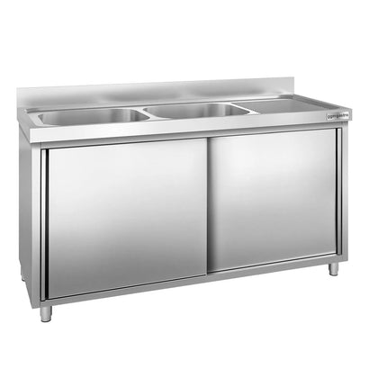 GGM Gastro Tủ Bồn Rửa Inox PREMIUM - 1800x700mm - 2 Chậu Bên Trái