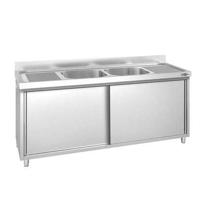 GGM Gastro Tủ Bồn Rửa Inox PREMIUM - 2000x600mm - 2 Chậu Giữa