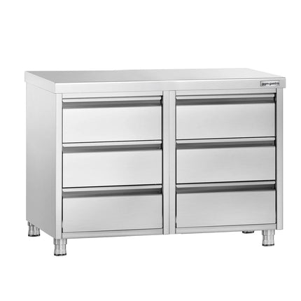 GGM Gastro Tủ Ngăn Kéo PREMIUM - Thép Không Gỉ - 6 Ngăn Kéo & Gờ Chắn 100mm - 1000x700mm