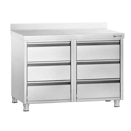 GGM Gastro Tủ Ngăn Kéo PREMIUM - Thép Không Gỉ - 6 Ngăn Kéo & Gờ Chắn 100mm - 1000x700mm