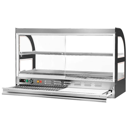 GGM Gastro Tủ Trưng Bày Giữ Nóng Gà Quay - 1098mm - 1.8kW - 2 Tầng - Có Thớt Lạng Kéo Ra