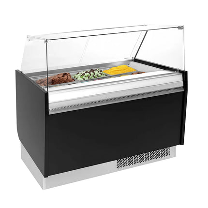 GGM Gastro Tủ Trưng Bày Kem LIAM - 1310mm - Làm Lạnh Tĩnh - Đèn LED - Cho 10 Khay Napoli 5L - Đen