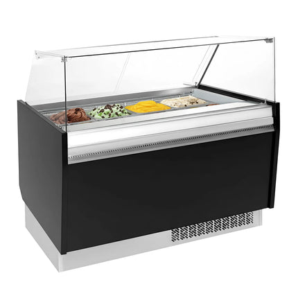 GGM Gastro Tủ Trưng Bày Kem LIAM - 1560mm - Làm Lạnh Tĩnh - Đèn LED - Cho 13+13 Khay Napoli 5L - Đen