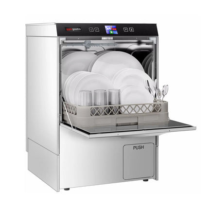 GGM Gastro Undercounter Commercial Dishwasher - 500mm Basket - Digital Controls - 3.55kW - with Drain, Rinse Aid & Detergent Pumps