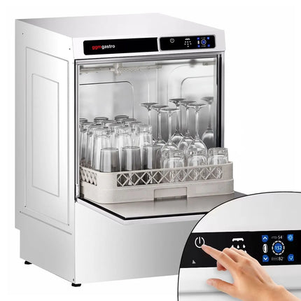 GGM Gastro Undercounter Commercial Dishwasher - 500mm Basket - Touch Controls - 3.6kW - with Drain, Rinse Aid & Detergent Pumps