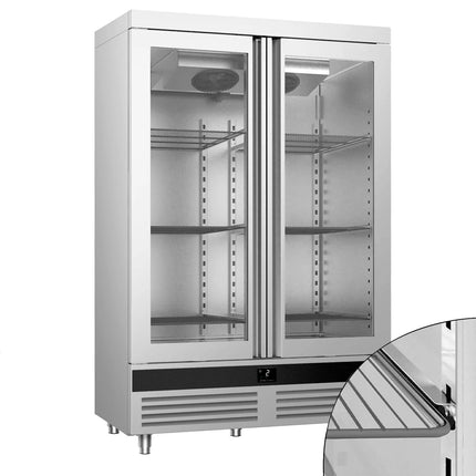 GGM Gastro Upright Display Fridge Stainless steel PREMIUM - 1200L - with 2 glass doors