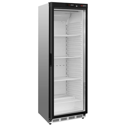 GGM Gastro Upright Display Fridge Stainless steel PREMIUM - 400L - with 1 glass door - Static cooling with fan assist