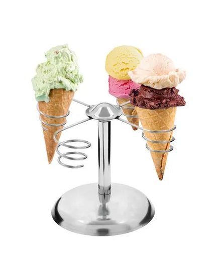 GGM Gastro VG Ice Cream Cone Holder - 4-Cone - Stainless Steel - 175x175x130mm