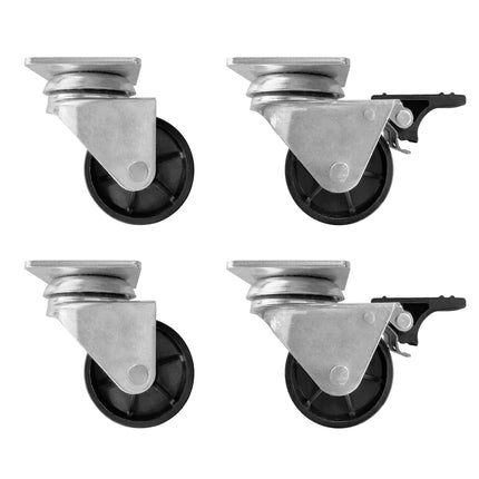 GGM Gastro Wheel set for chest freezers - Plastic & stainless steel - 60x80x80mm - for TTG449N, TTG466EN, TTG534EN & TTG553N - 2 with brakes; wheel Ø48mm, width 35mm