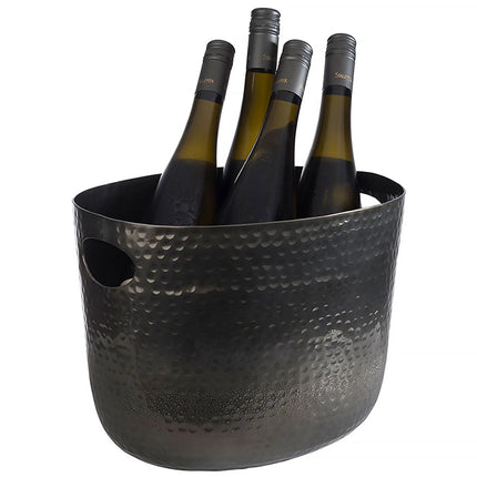 GGM Gastro Wine Bucket - Aluminium, Hammered, Gunmetal - 7 litres - Ø235mm - Height:230mm - Black - with handles