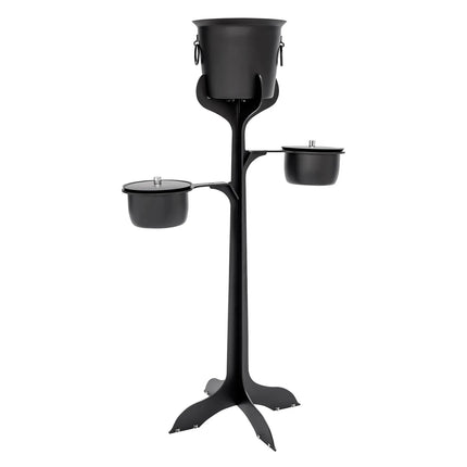 GGM Gastro Wine Bucket with Stand & 2 Ice Buckets - Stainless Steel - Height:720mm - Black