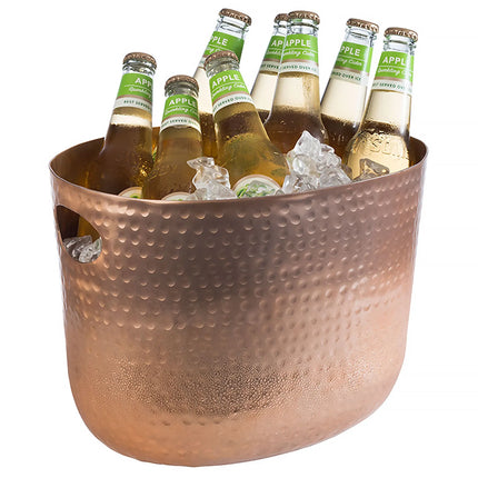 GGM Gastro Wine & Champagne Bucket - Aluminium, Hammered, Copper Look - 7 litres - Ø235mm - Height:230mm - Copper - with handles