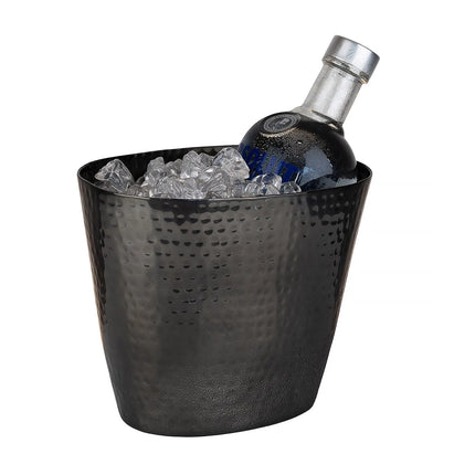 GGM Gastro Wine & Champagne Bucket - Aluminium, Hammered, Gunmetal Look - 2.1 litres - Ø205mm - Height:170mm - Black
