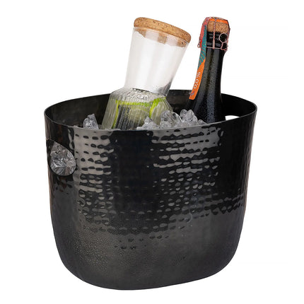 GGM Gastro Wine & Champagne Bucket - Aluminium, Hammered, Gunmetal Look - 3.9 litres - Ø190mm - Height:200mm - Black - with handles
