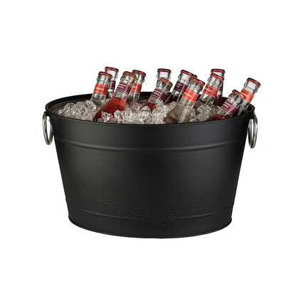 GGM Gastro Wine & Champagne Tub - TIN - Galvanised Steel - 11 litres - Height:220mm - Black - with plastic insert