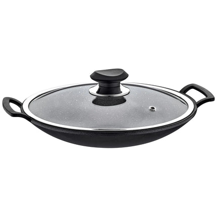 GGM Gastro Wok - Ø 300mm - Height: 115mm - Non-stick - with glass lid - Black - suitable for all hob types including induction