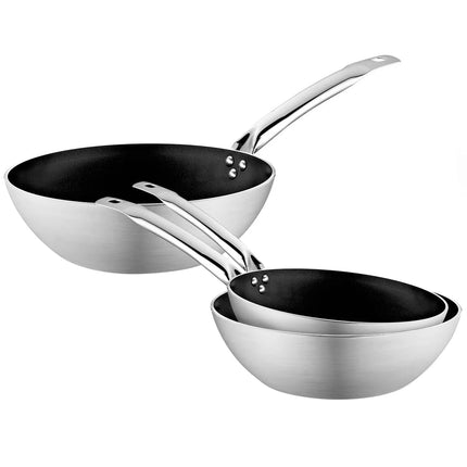 GGM Gastro Wok Set - Aluminium - Ø 240/280/300mm - Non-stick - suitable for ceramic, electric, gas - 3-piece