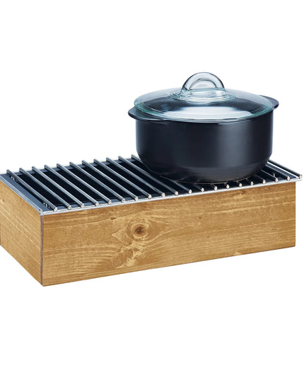 Giá Đỡ Nồi Hâm Cal-Mil 3439-99 Có Khay Đựng Cồn - 50.8 x 25.4 cm, Gỗ Tái Chế