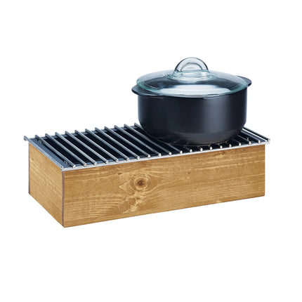Giá Đỡ Nồi Hâm Cal-Mil 3439-99 Có Khay Đựng Cồn - 50.8 x 25.4 cm, Gỗ Tái Chế