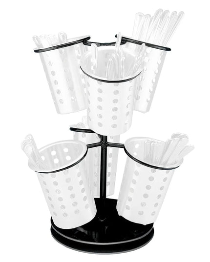 Giá Đựng Dao Muỗng Nĩa Cal-Mil 1227-13 6 Vòng Đế Xoay Màu Đen 30.5 x 38.7 cm