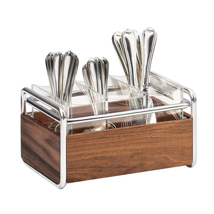 Giá Đựng Dao Muỗng Nĩa Cal-Mil 3700-49 3 Ngăn 24.1 x 16.5 x 14 cm Gỗ Óc Chó/Chrome