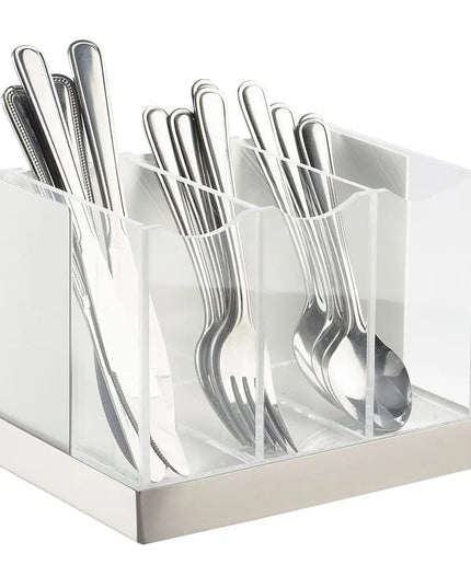 Giá Đựng Dao Muỗng Nĩa Luxe 3 Ngăn Cal-Mil 3015-55, Trắng, Inox