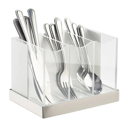 Giá Đựng Dao Muỗng Nĩa Luxe 3 Ngăn Cal-Mil 3015-55, Trắng, Inox