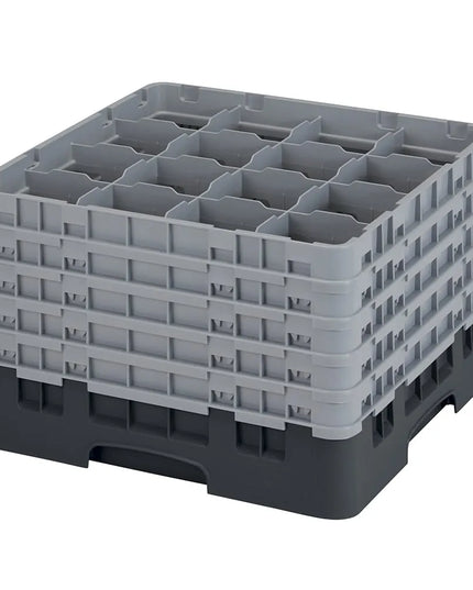 Giá Đựng Ly Cambro 16S1058110 Camrack® 16 Ngăn - 5 Thanh Nối Xám, Đen