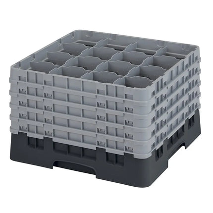 Giá Đựng Ly Cambro 16S1058110 Camrack® 16 Ngăn - 5 Thanh Nối Xám, Đen
