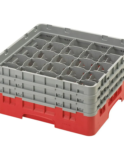 Giá Đựng Ly Cambro 25S638163 Camrack® 25 Ngăn - 3 Thanh Nối Xám, Đỏ