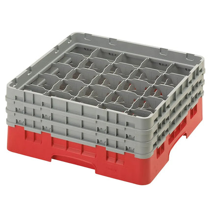 Giá Đựng Ly Cambro 25S638163 Camrack® 25 Ngăn - 3 Thanh Nối Xám, Đỏ