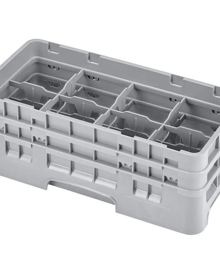 Giá Đựng Ly Cambro 8HS434151 Camrack Cỡ Nhỏ 8 Ngăn - 2 Thanh Nối, Xám Nhạt