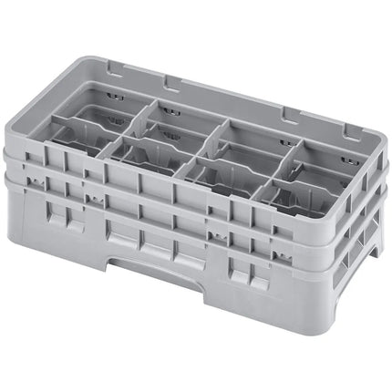 Giá Đựng Ly Cambro 8HS434151 Camrack Cỡ Nhỏ 8 Ngăn - 2 Thanh Nối, Xám Nhạt