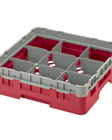 Giá Đựng Ly Cambro 9S318163 Camrack® 9 Ngăn - 1 Thanh Nối Xám, Đỏ