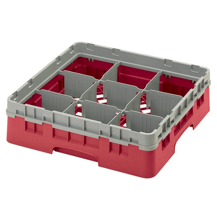 Giá Đựng Ly Cambro 9S318163 Camrack® 9 Ngăn - 1 Thanh Nối Xám, Đỏ