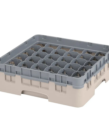 Giá Đựng Ly Camrack® Cambro 36S318184 36 Ngăn - (1) Thanh Nối Xám, Màu Beige