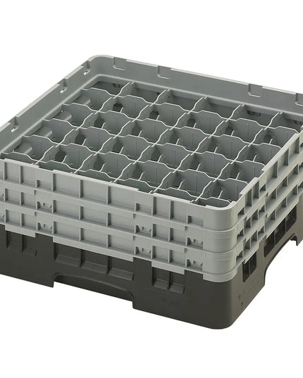 Giá Đựng Ly Camrack® Cambro 36S638110 36 Ngăn - 3 Thanh Nối Xám, Màu Đen