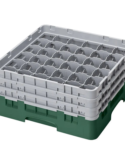 Giá Đựng Ly Camrack® Cambro 36S638119 36 Ngăn - 3 Thanh Nối Xám, Màu Xanh Lá Sherwood