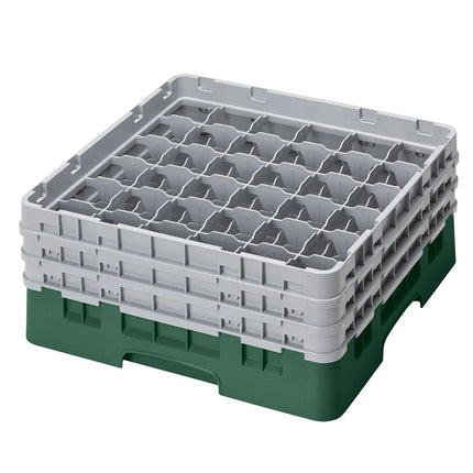 Giá Đựng Ly Camrack® Cambro 36S638119 36 Ngăn - 3 Thanh Nối Xám, Màu Xanh Lá Sherwood