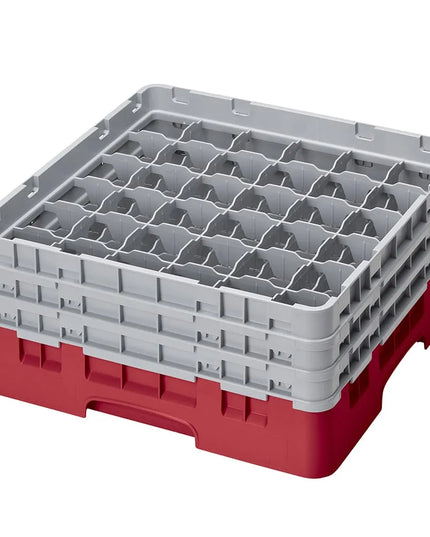 Giá Đựng Ly Camrack® Cambro 36S638163 36 Ngăn - 3 Thanh Nối Xám, Màu Đỏ