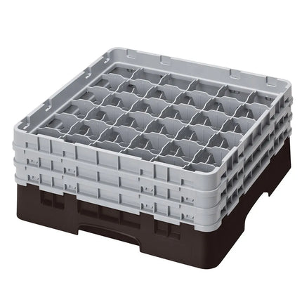 Giá Đựng Ly Camrack® Cambro 36S638167 36 Ngăn - 3 Thanh Nối Xám, Màu Nâu