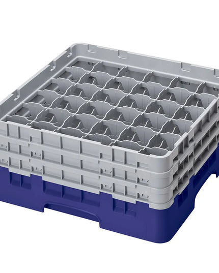 Giá Đựng Ly Camrack® Cambro 36S638186 36 Ngăn - 3 Thanh Nối Xám, Màu Xanh Navy